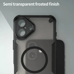 iPhone 16 - Stoßfestes MagSafe Case in Schwarz mit halbtransparenter Rückseite