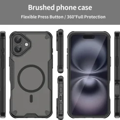 iPhone 16 - Stoßfestes MagSafe Case in Schwarz mit halbtransparenter Rückseite