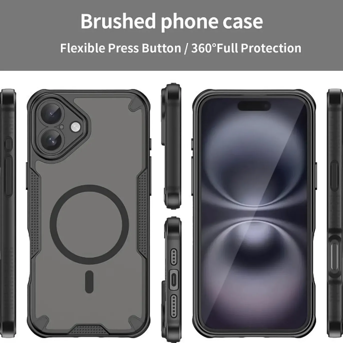 iPhone 16 - Stoßfestes MagSafe Case in Schwarz mit halbtransparenter Rückseite