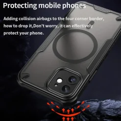 iPhone 12 - Stoßfestes MagSafe Case in Schwarz mit halbtransparenter Rückseite
