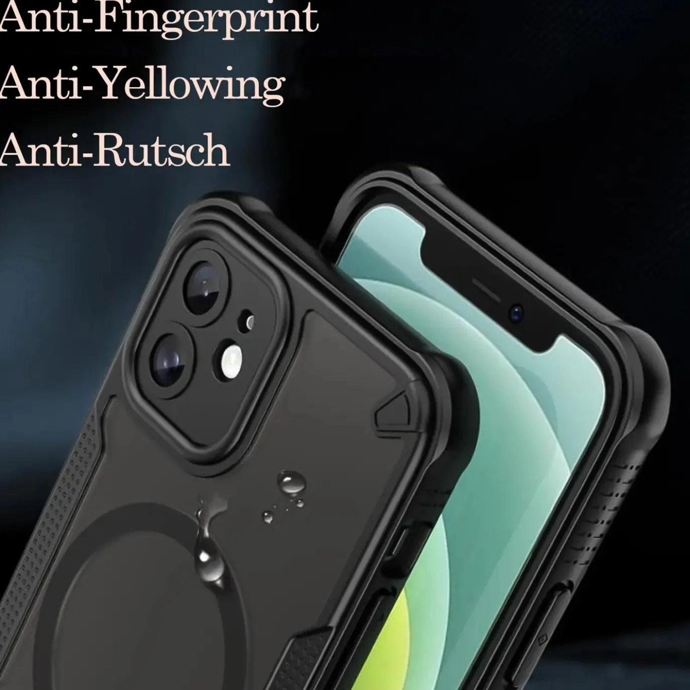 iPhone 12 - Stoßfestes MagSafe Case in Schwarz mit halbtransparenter Rückseite