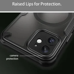 iPhone 12 - Stoßfestes MagSafe Case in Schwarz mit halbtransparenter Rückseite