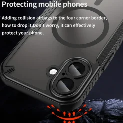 iPhone 17 - Stoßfestes MagSafe Case in Schwarz mit halbtransparenter Rückseite