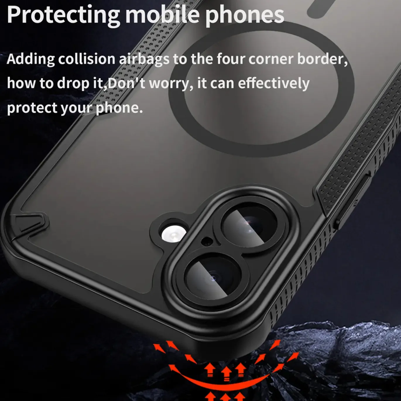 iPhone 17 - Stoßfestes MagSafe Case in Schwarz mit halbtransparenter Rückseite
