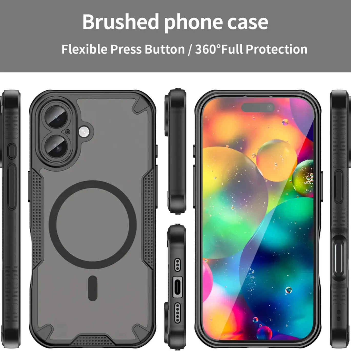 iPhone 17 - Stoßfestes MagSafe Case in Schwarz mit halbtransparenter Rückseite
