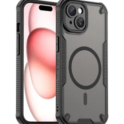 iPhone 15 - Stoßfestes MagSafe Case in Schwarz mit halbtransparenter Rückseite