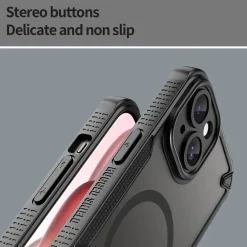 iPhone 15 - Stoßfestes MagSafe Case in Schwarz mit halbtransparenter Rückseite