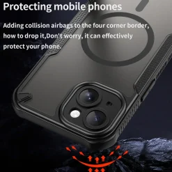 iPhone 15 - Stoßfestes MagSafe Case in Schwarz mit halbtransparenter Rückseite
