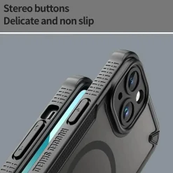 iPhone 13 - Stoßfestes MagSafe Case in Schwarz mit halbtransparenter Rückseite