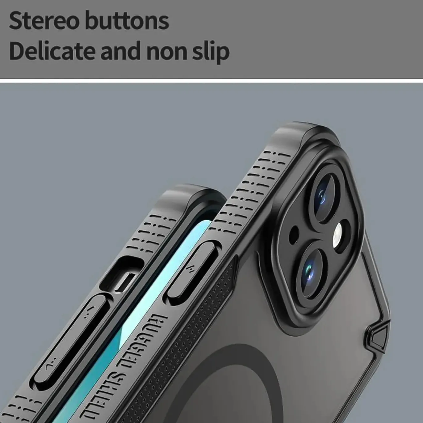 iPhone 13 - Stoßfestes MagSafe Case in Schwarz mit halbtransparenter Rückseite
