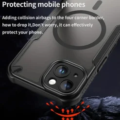 iPhone 13 - Stoßfestes MagSafe Case in Schwarz mit halbtransparenter Rückseite