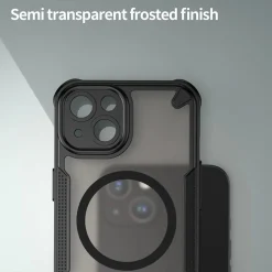 iPhone 13 - Stoßfestes MagSafe Case in Schwarz mit halbtransparenter Rückseite