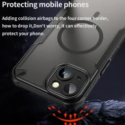 iPhone 14 - Stoßfestes MagSafe Case in Schwarz mit halbtransparenter Rückseite