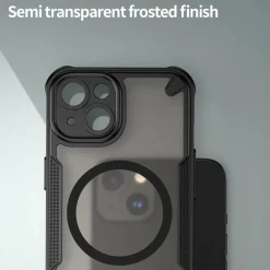 iPhone 14 - Stoßfestes MagSafe Case in Schwarz mit halbtransparenter Rückseite