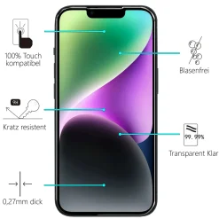 iPhone 14 - 2x 9H Panzer Glasfolie, Displayfolie