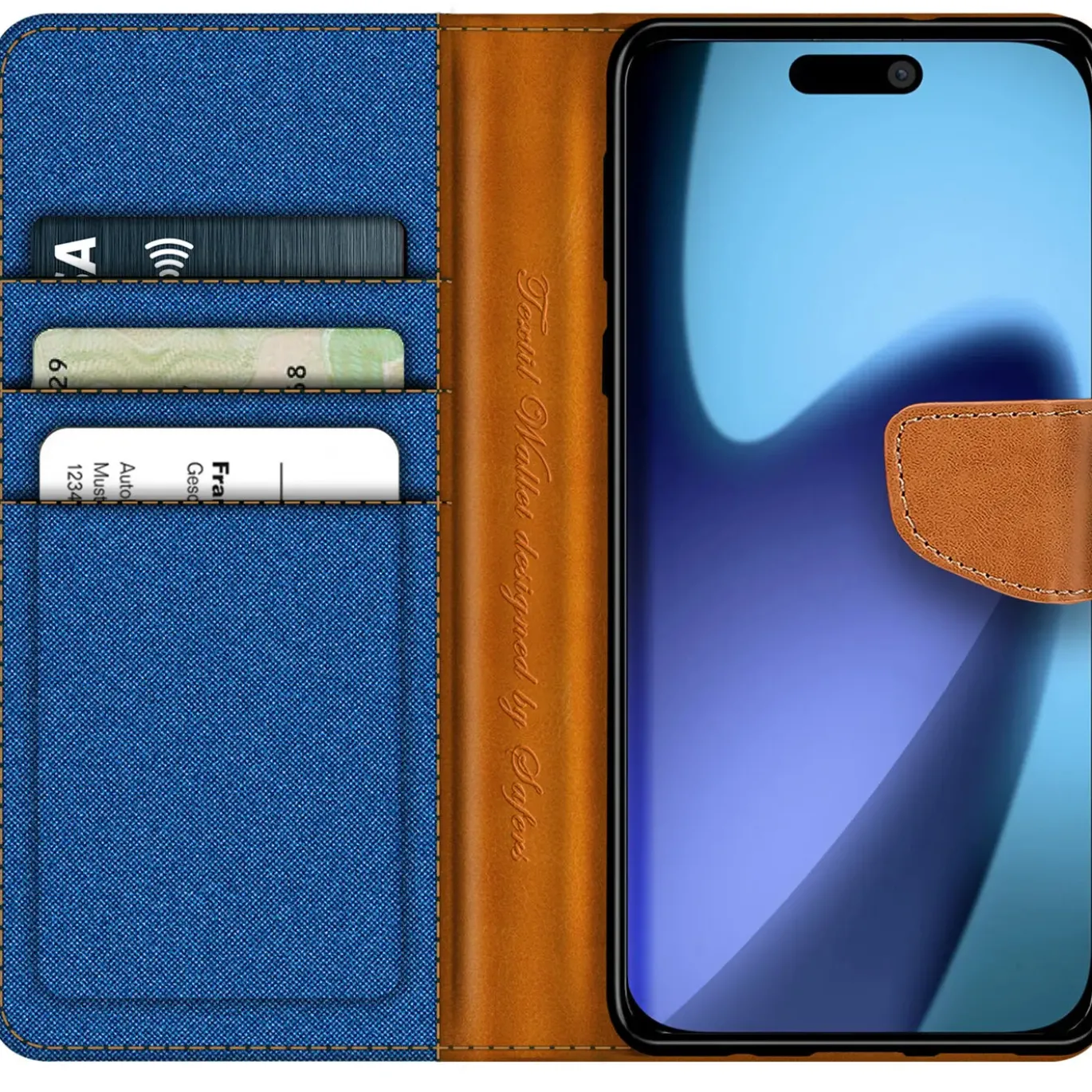 iPhone 17 Air - Jeanslook Klapphülle mit Kartenfach
