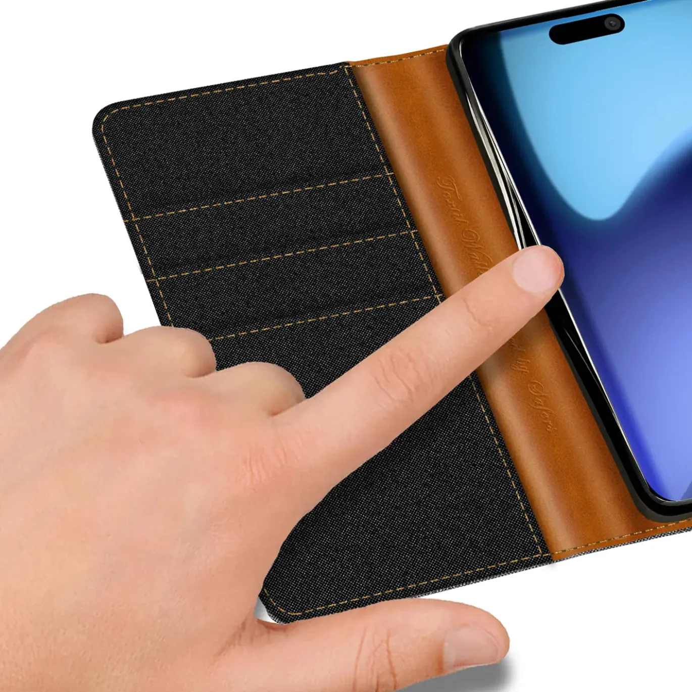 iPhone 17 Air - Jeanslook Klapphülle mit Kartenfach