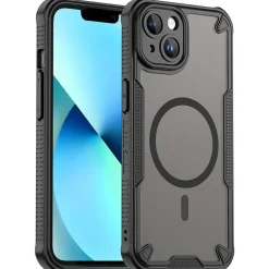 iPhone 13 Mini - Stoßfestes MagSafe Case in Schwarz mit halbtransparenter Rückseite