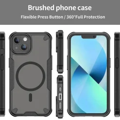 iPhone 13 Mini - Stoßfestes MagSafe Case in Schwarz mit halbtransparenter Rückseite