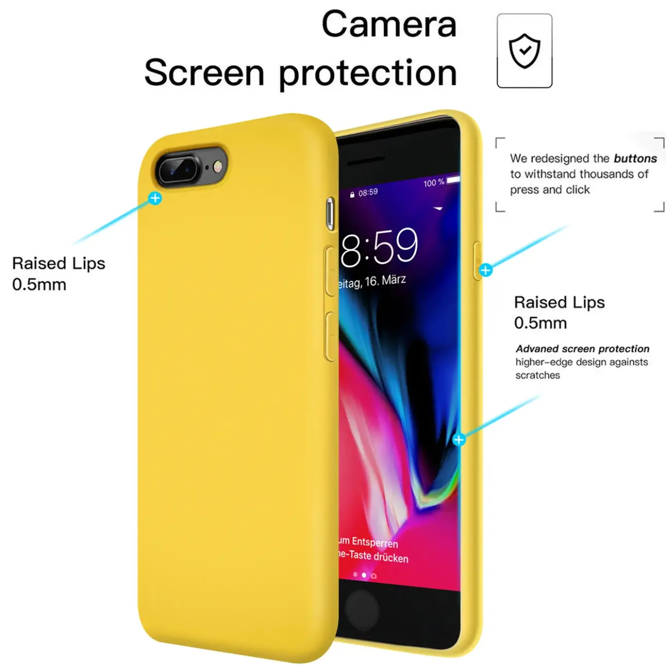 iPhone 7 Plus / 8 Plus - Silikon Case mit Mikrofaser-Innenseite