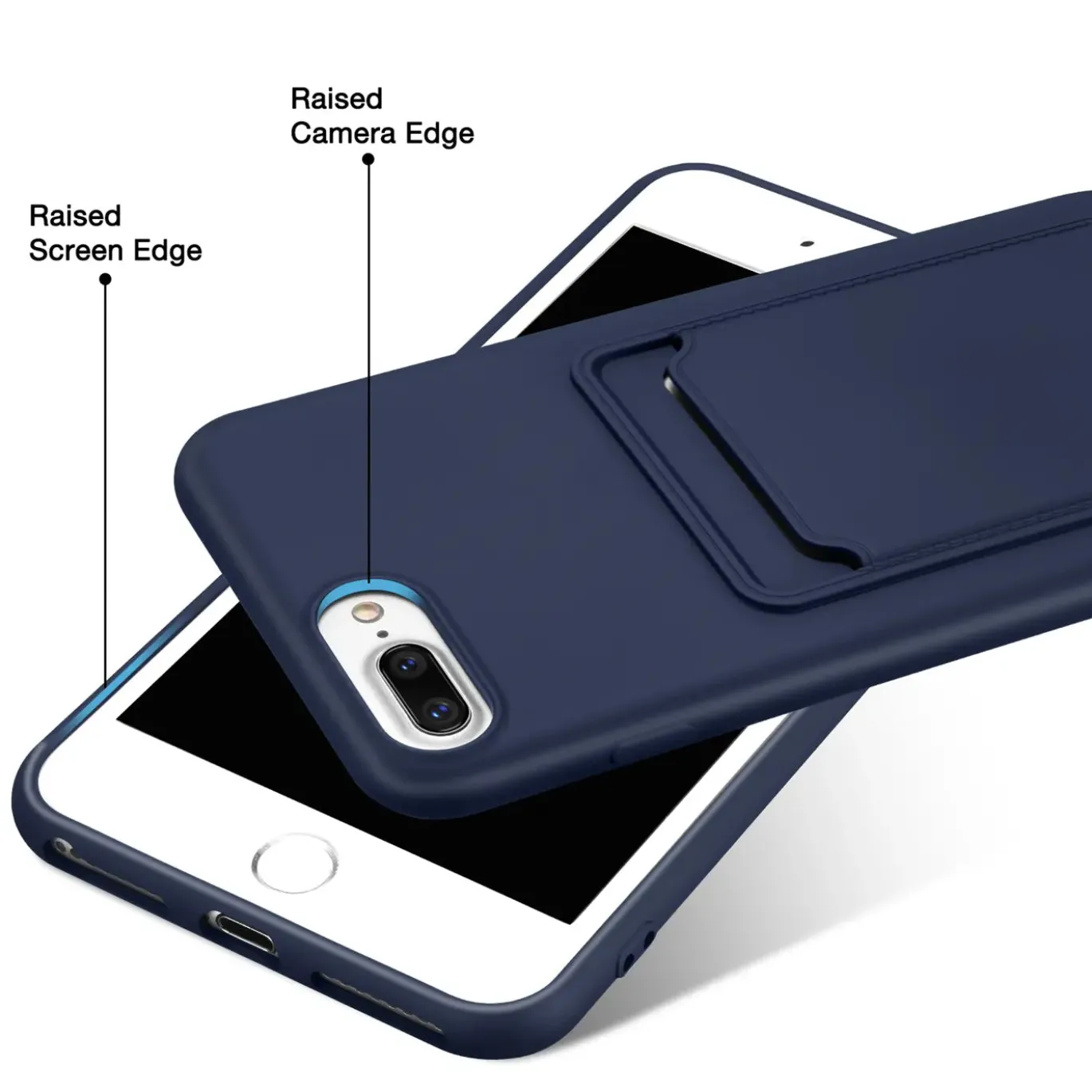 iPhone 7 Plus / 8 Plus - Silikonhülle mit Kartenfach & Kameraschutz