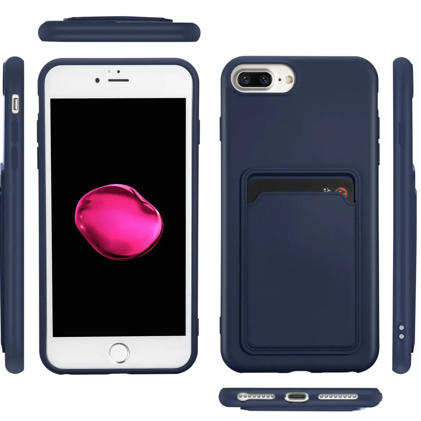 iPhone 7 Plus / 8 Plus - Silikonhülle mit Kartenfach & Kameraschutz