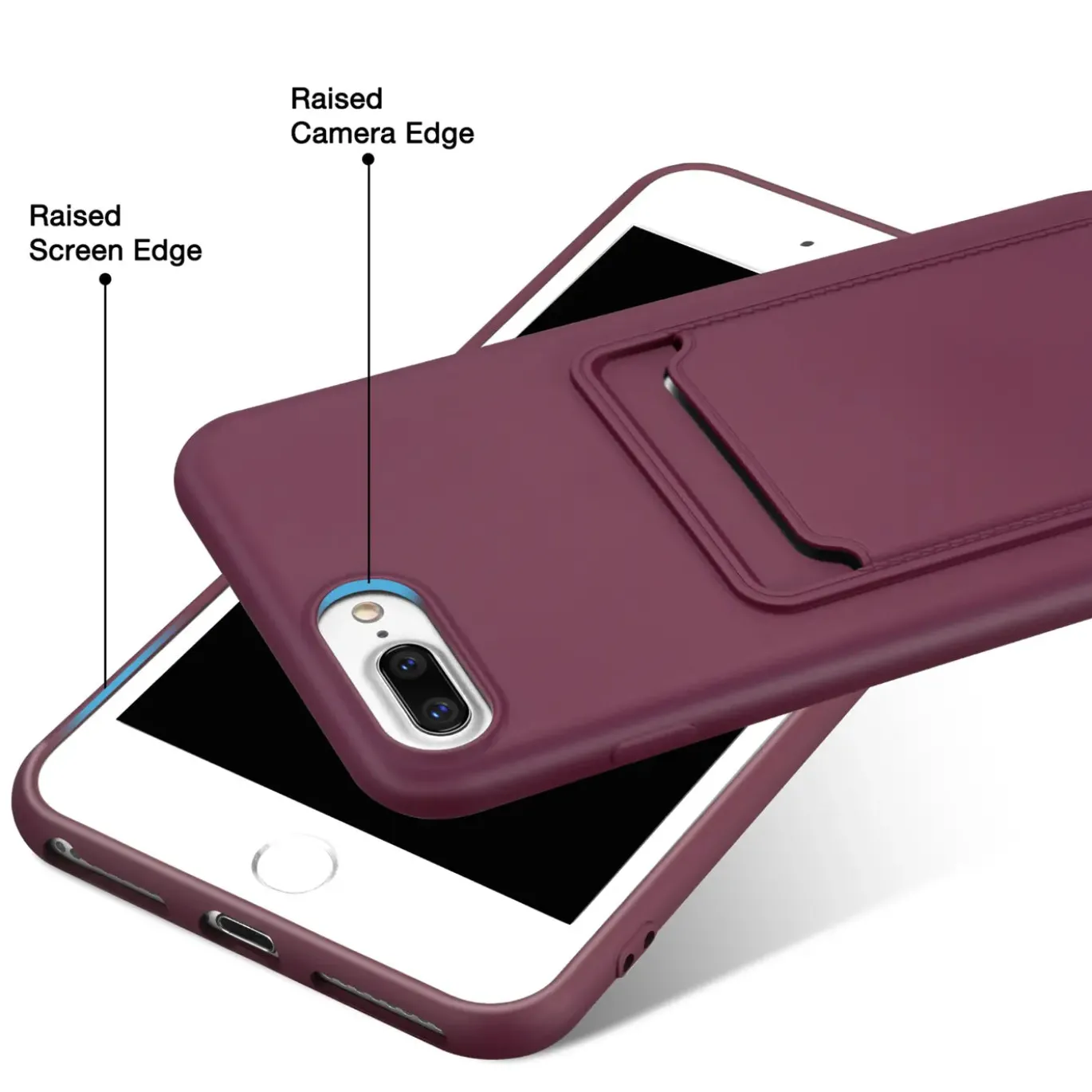iPhone 7 Plus / 8 Plus - Silikonhülle mit Kartenfach & Kameraschutz