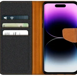iPhone 15 Plus - Jeanslook Klapphülle mit Kartenfach
