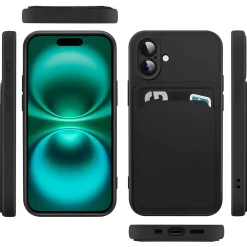 iPhone 16 Plus - Silikonhülle mit Kartenfach & Kameraschutz