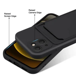 iPhone 15 Plus - Silikonhülle mit Kartenfach & Kameraschutz