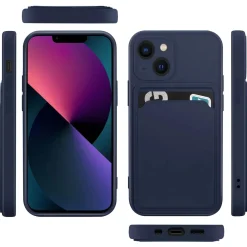 iPhone 15 Plus - Silikonhülle mit Kartenfach & Kameraschutz