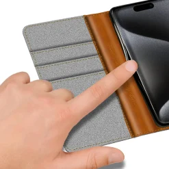 iPhone 16 Pro - Jeanslook Klapphülle mit Kartenfach