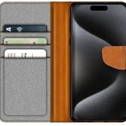 iPhone 16 Pro - Jeanslook Klapphülle mit Kartenfach