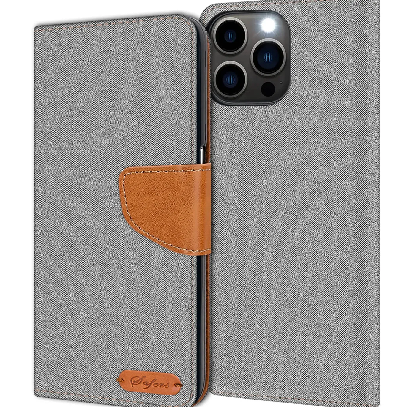 iPhone 16 Pro - Jeanslook Klapphülle mit Kartenfach