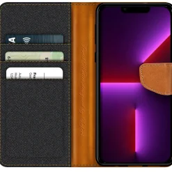 iPhone 13 Pro - Jeanslook Klapphülle mit Kartenfach