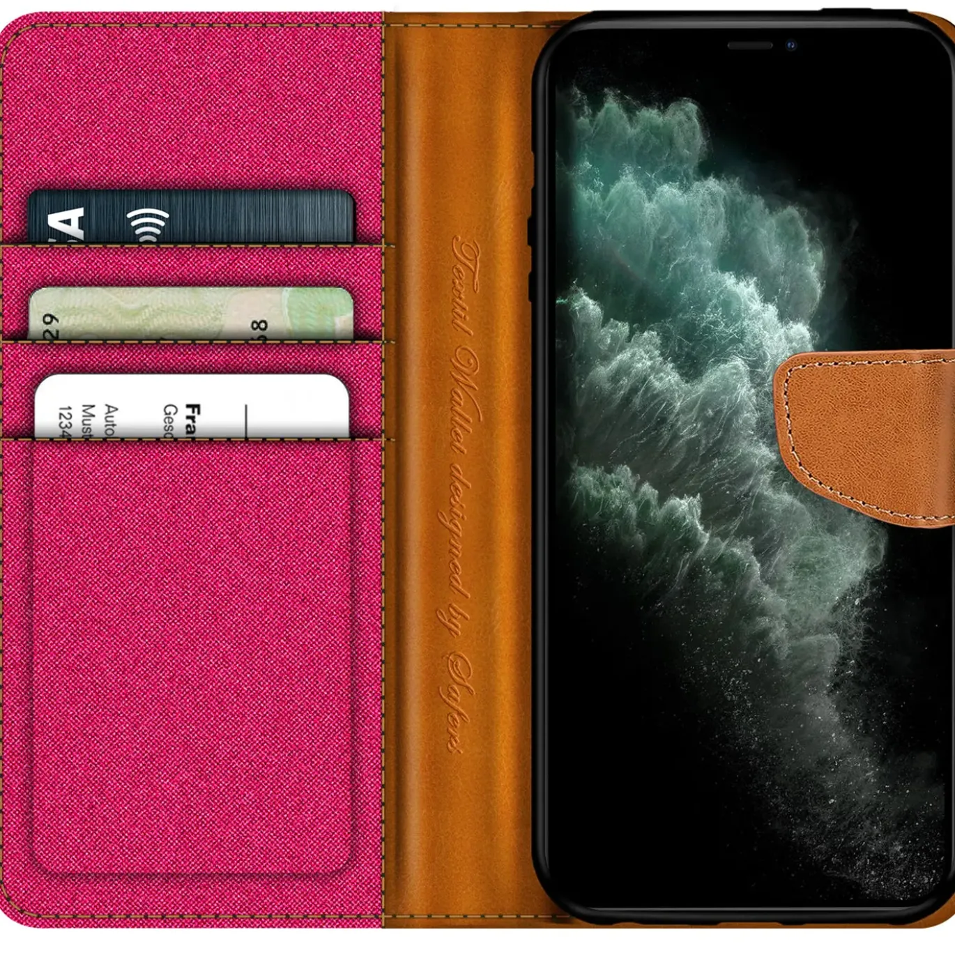 iPhone 11 Pro - Jeanslook Klapphülle mit Kartenfach