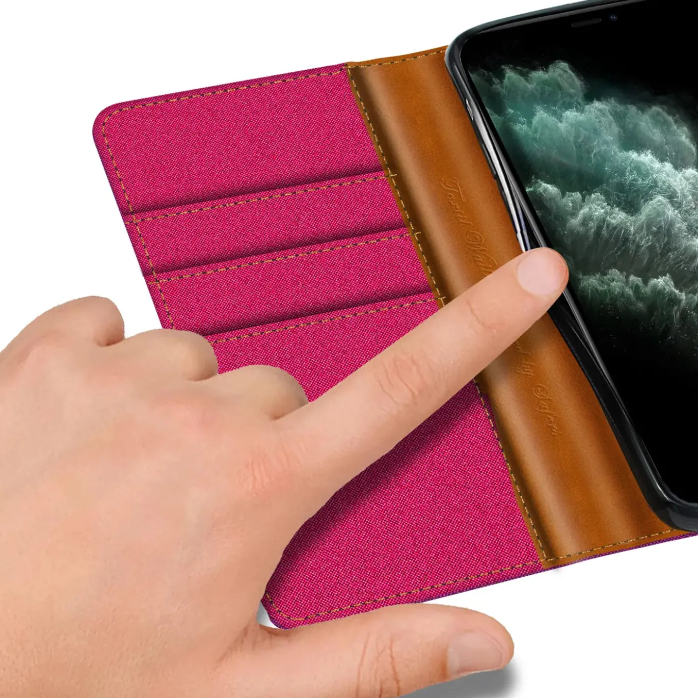 iPhone 11 Pro - Jeanslook Klapphülle mit Kartenfach