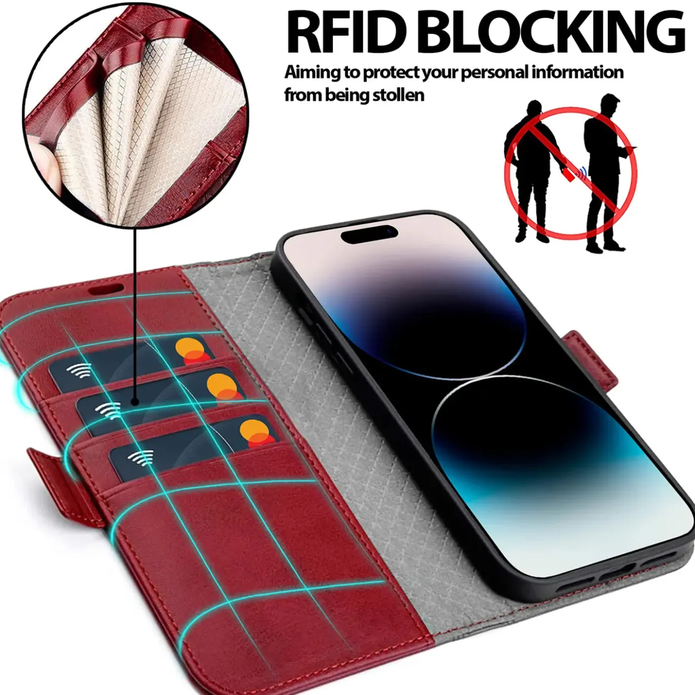 iPhone 15 Pro - Robuste Klapphülle mit RFID Block