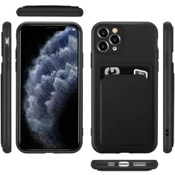iPhone 11 Pro - Silikonhülle mit Kartenfach & Kameraschutz