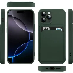 iPhone 16 Pro - Silikonhülle mit Kartenfach & Kameraschutz