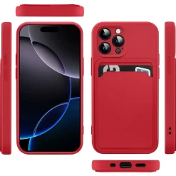 iPhone 16 Pro - Silikonhülle mit Kartenfach & Kameraschutz