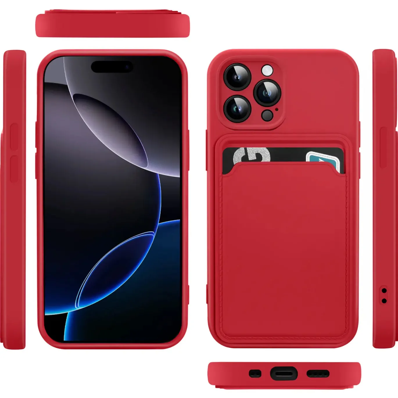 iPhone 16 Pro - Silikonhülle mit Kartenfach & Kameraschutz