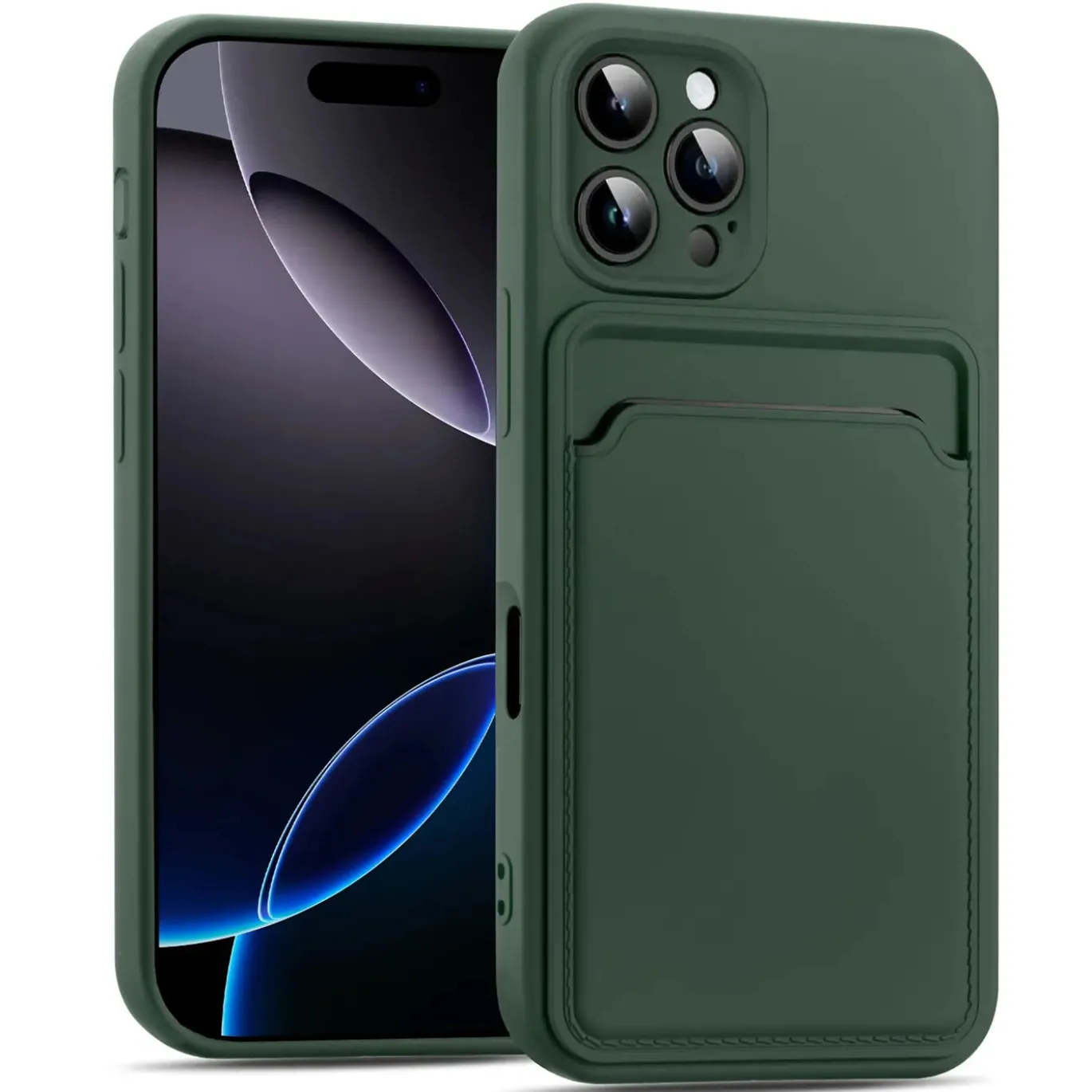 iPhone 16 Pro - Silikonhülle mit Kartenfach & Kameraschutz