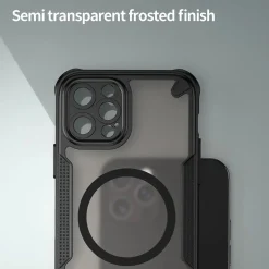 iPhone 12 Pro - Stoßfestes MagSafe Case in Schwarz mit halbtransparenter Rückseite