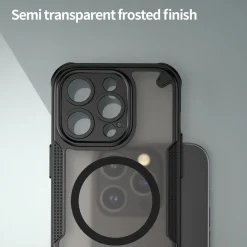iPhone 14 Pro - Stoßfestes MagSafe Case in Schwarz mit halbtransparenter Rückseite