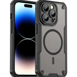 iPhone 14 Pro - Stoßfestes MagSafe Case in Schwarz mit halbtransparenter Rückseite