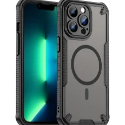 iPhone 13 Pro - Stoßfestes MagSafe Case in Schwarz mit halbtransparenter Rückseite