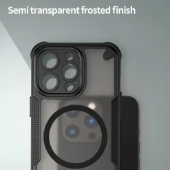 iPhone 13 Pro - Stoßfestes MagSafe Case in Schwarz mit halbtransparenter Rückseite