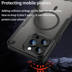 iPhone 13 Pro - Stoßfestes MagSafe Case in Schwarz mit halbtransparenter Rückseite