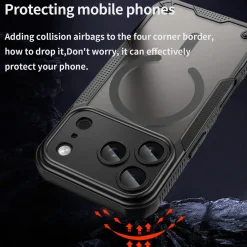 iPhone 17 Pro - Stoßfestes MagSafe Case in Schwarz mit halbtransparenter Rückseite